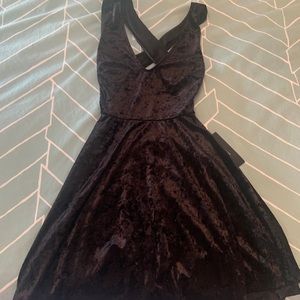 Lulus size S black velvet mini dress NWT